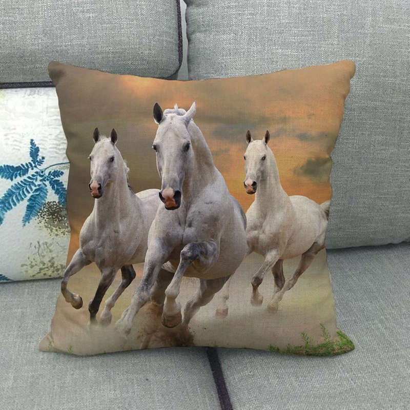 Flax Digital Printed Horse Pattern Pillowcase