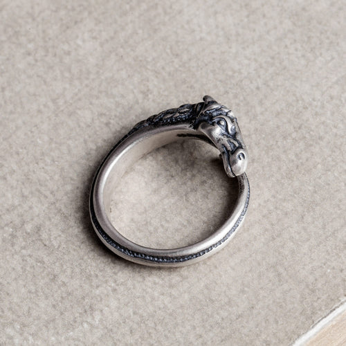 925 Sterling Silver Vintage Distressed Horse Head Ring