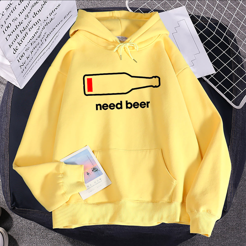 Women's Hoodie Sweatshirt With Beer Print