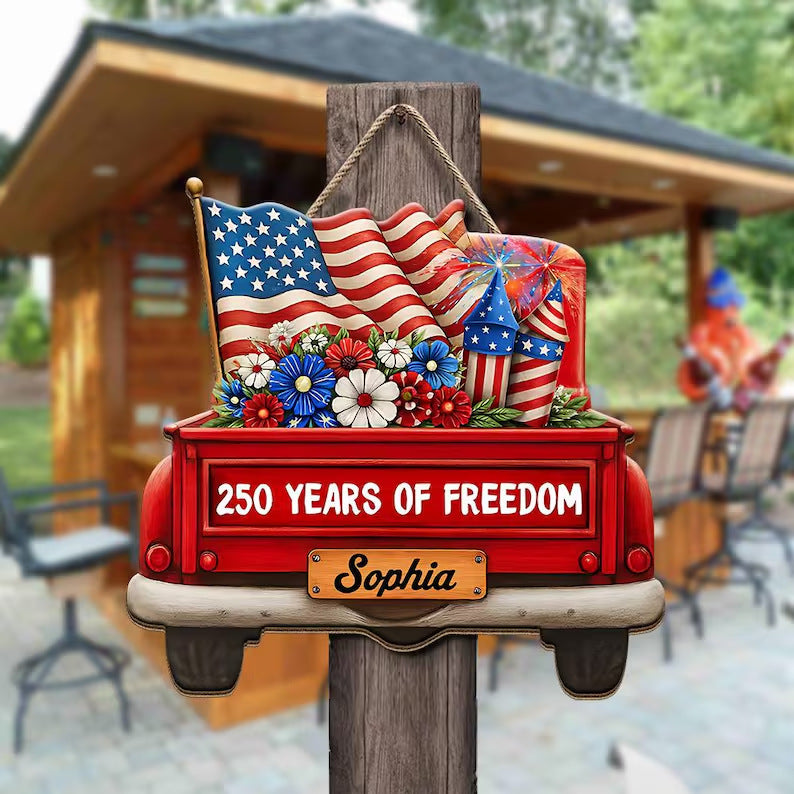 Independence Day Wooden Door Hanging Home Fabric Decor Holiday Window Display Prop