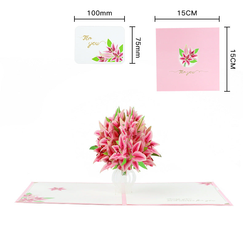 Mother's Day Pop-up Card Vase Rose Lily