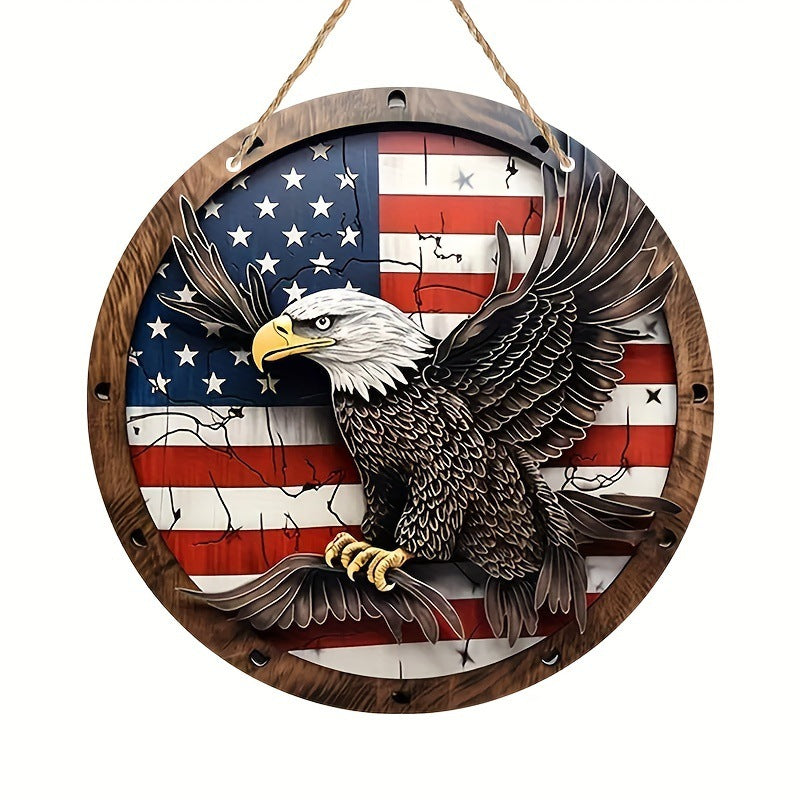 Independence Day Decoration Wooden Board Listing Eagle Welcome Door Plate