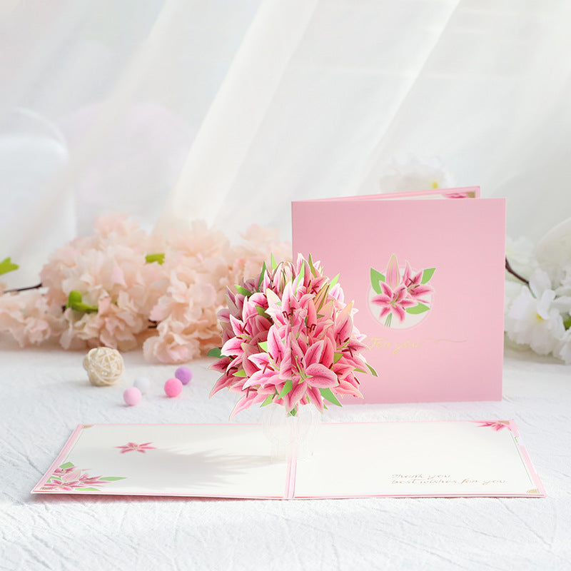 Mother's Day Pop-up Card Vase Rose Lily