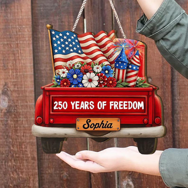 Independence Day Wooden Door Hanging Home Fabric Decor Holiday Window Display Prop