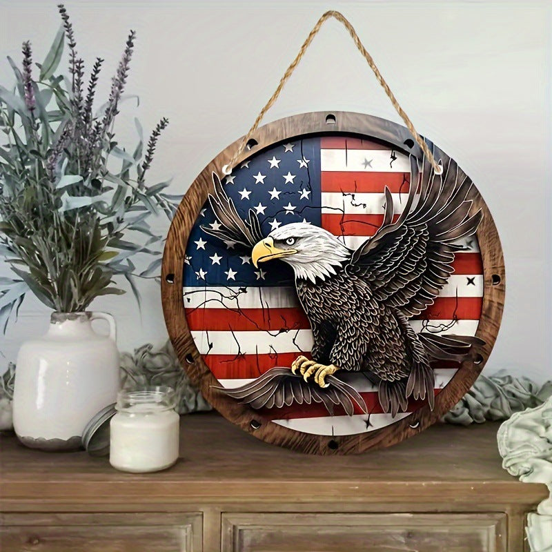 Independence Day Decoration Wooden Board Listing Eagle Welcome Door Plate