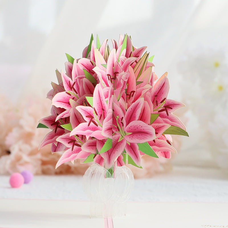 Mother's Day Pop-up Card Vase Rose Lily
