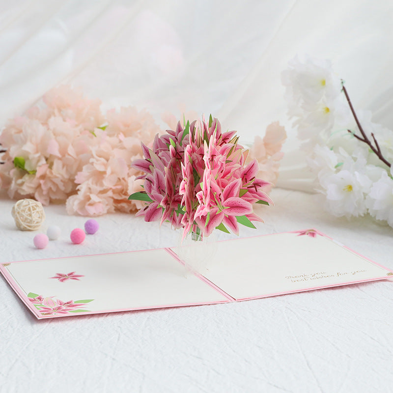 Mother's Day Pop-up Card Vase Rose Lily