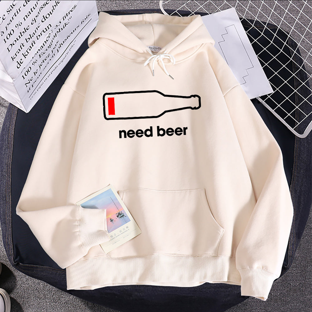 Women's Hoodie Sweatshirt With Beer Print