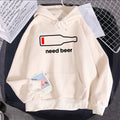 Women's Hoodie Sweatshirt With Beer Print