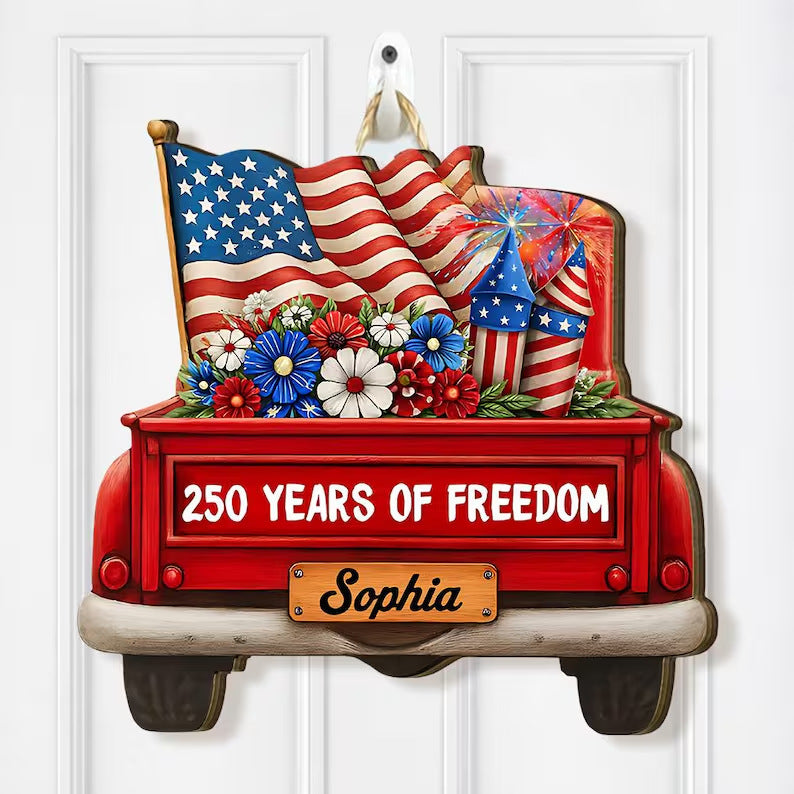 Independence Day Wooden Door Hanging Home Fabric Decor Holiday Window Display Prop