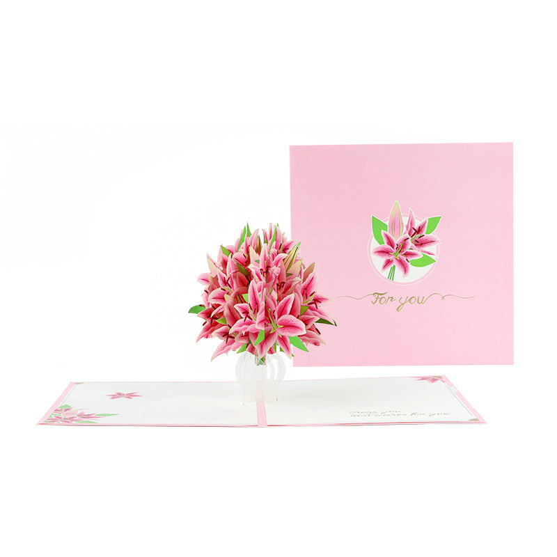 Mother's Day Pop-up Card Vase Rose Lily