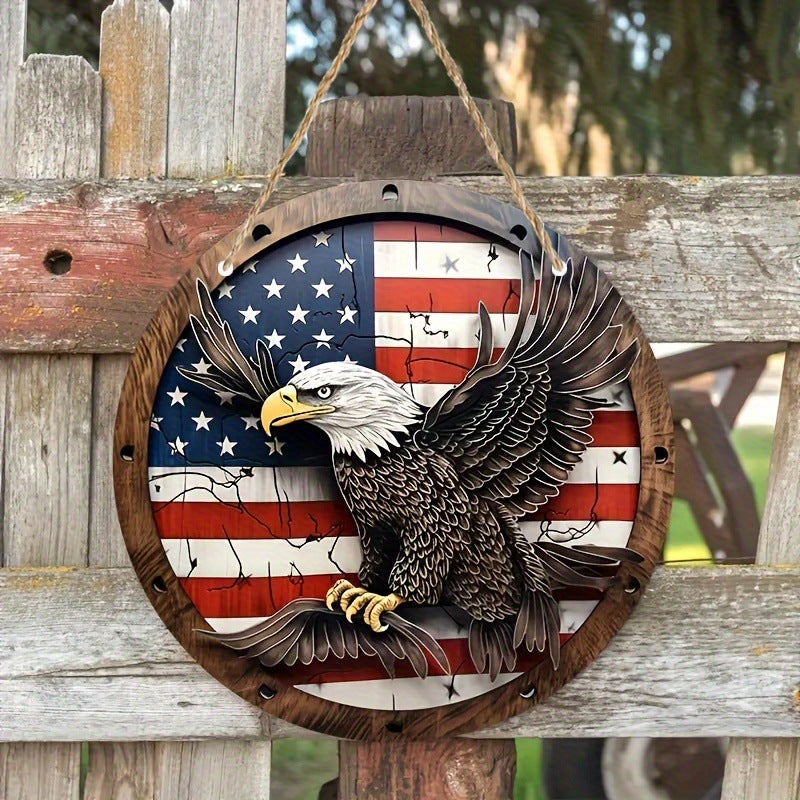 Independence Day Decoration Wooden Board Listing Eagle Welcome Door Plate