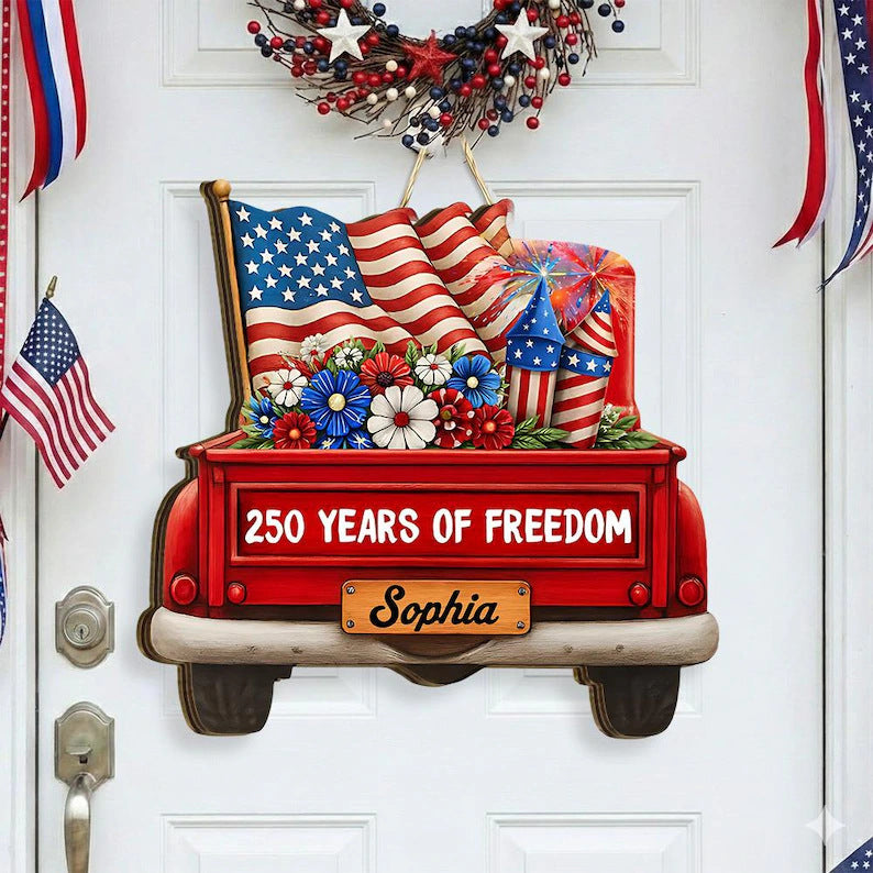 Independence Day Wooden Door Hanging Home Fabric Decor Holiday Window Display Prop